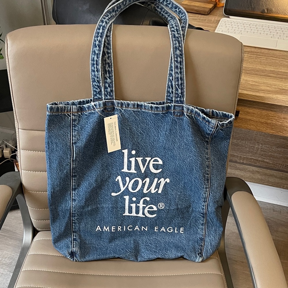 American Eagle Outfitters Blue Denim Tote Bag